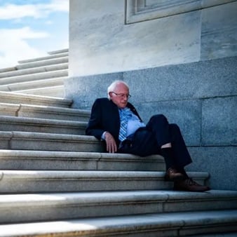 Sen. Bernie Sanders on the Senate steps