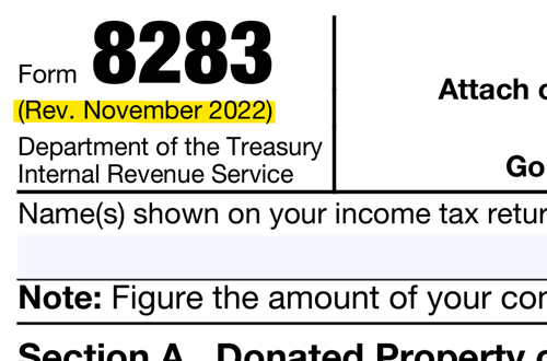 IRS Form 8283 - rev Nov 2022