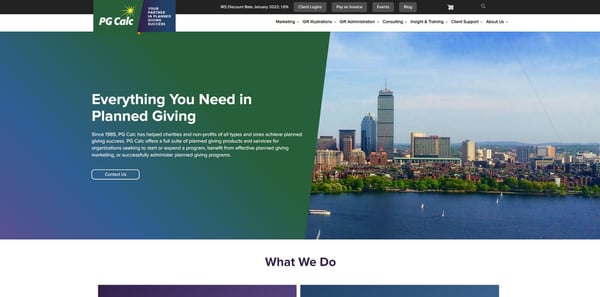 PG Calc's new website homepage